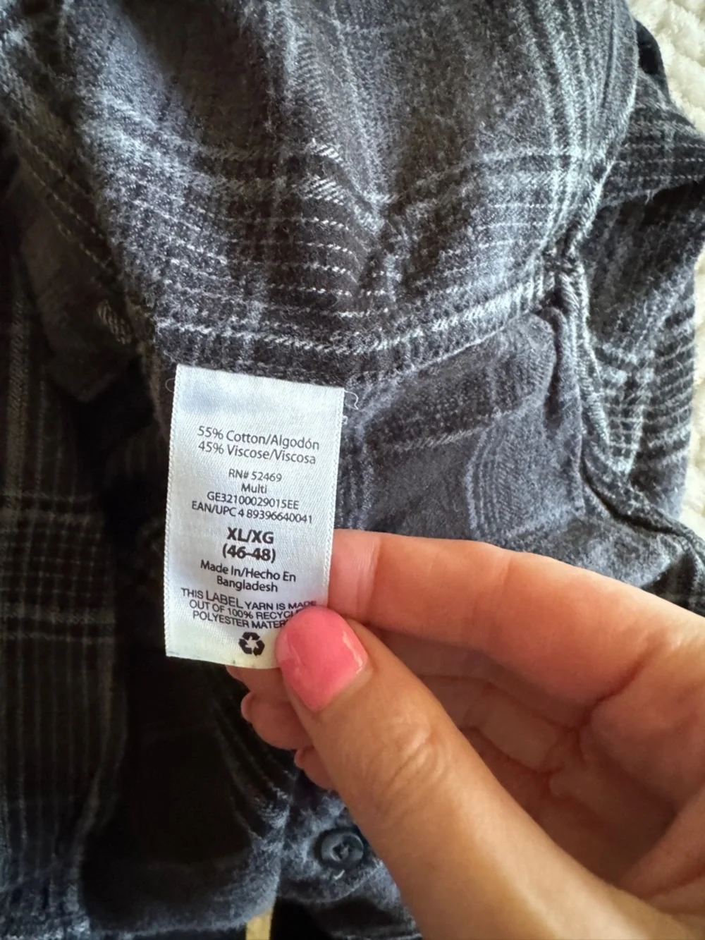 George‎ Men's Black and Gray Plaid Shirt Size XL